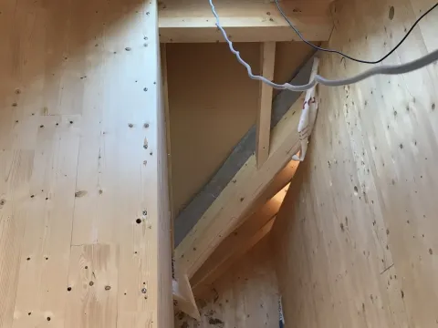 Ausbau mit Gipskarton – Massivholzhaus Rohbau 2