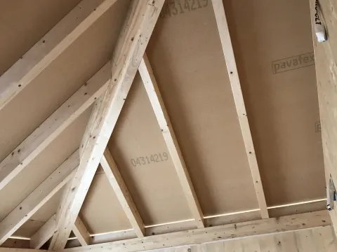Ausbau mit Gipskarton – Massivholzhaus Rohbau 3